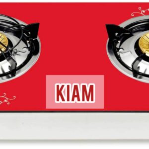 Kiam Gas Stove Stainless Steel Glass Panel Double Burner/Duble Chula-G-46 LPG Multicolor-1 Piece