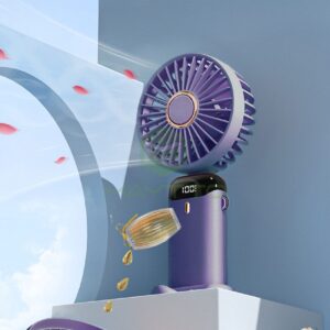 Maytto Mini Portable Fan LED Digital Display Foldable Handheld Fan Telescopic Folding Fan